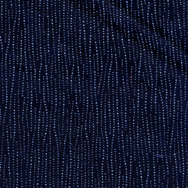 Tissu japonais Lignes pointillés blanc fond bleu - T082