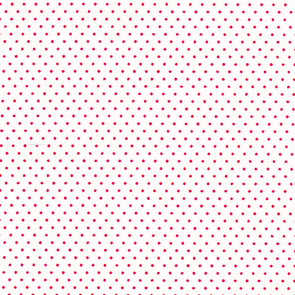 Tissu japonais Pointillés rouge fond blanc - T113