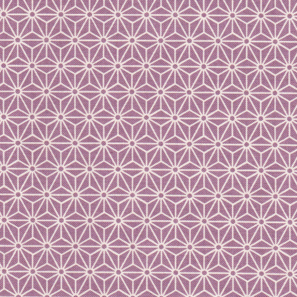 Tissu japonais Etoiles blanc fond mauve - T119