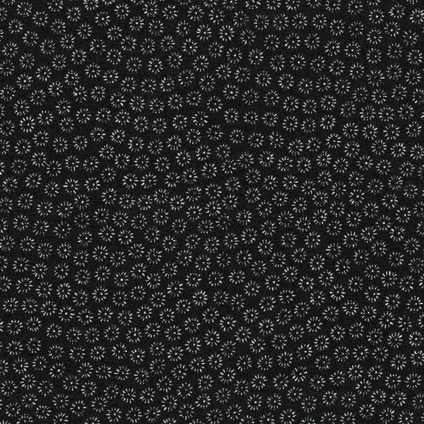 Tissu japonais Petites fleurs blanches fond noir - T181
