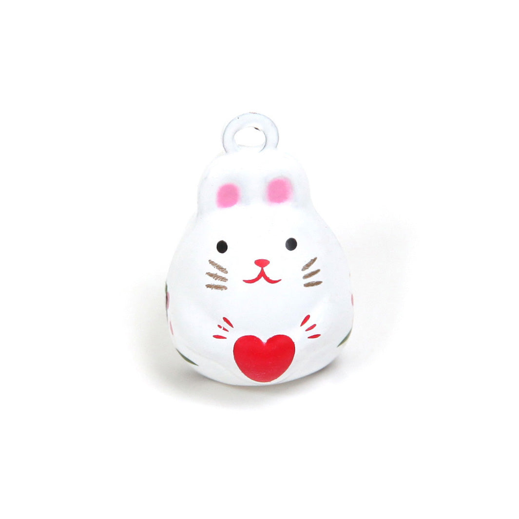 Bell - Rabbit and Heart - White, Red and Pink