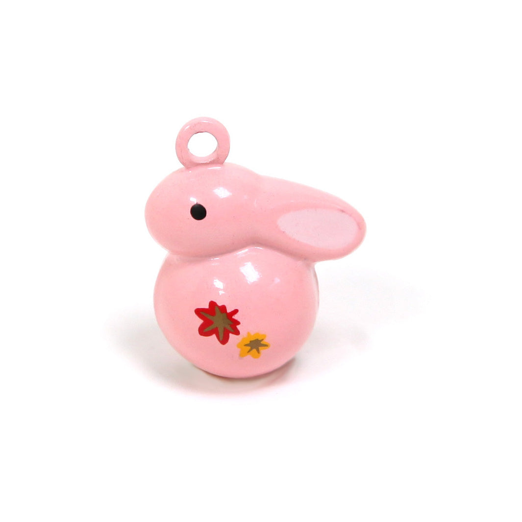 Bell - Rabbit and Maple Leaves - Pink, Red and Yellow
