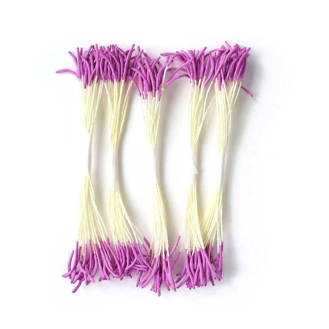 Lot de 5 Grands Fagots de Pistils de Fleurs - Jaune Pâle et Mauve - 1036