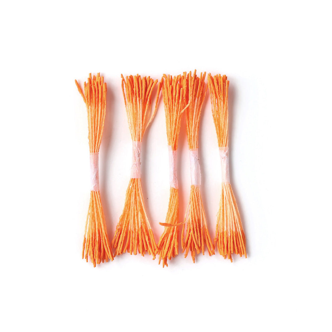 Lot de 5 Petits Fagots de Pistils de Fleurs - Orange Clair Vif - 1042