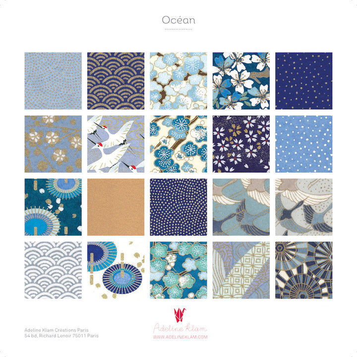 20 Papiers Origami - 10 x 10 cm - Océan