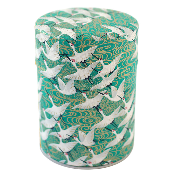 Boîte à Thé Cylindre - Envolée de Grues - Vert - M931