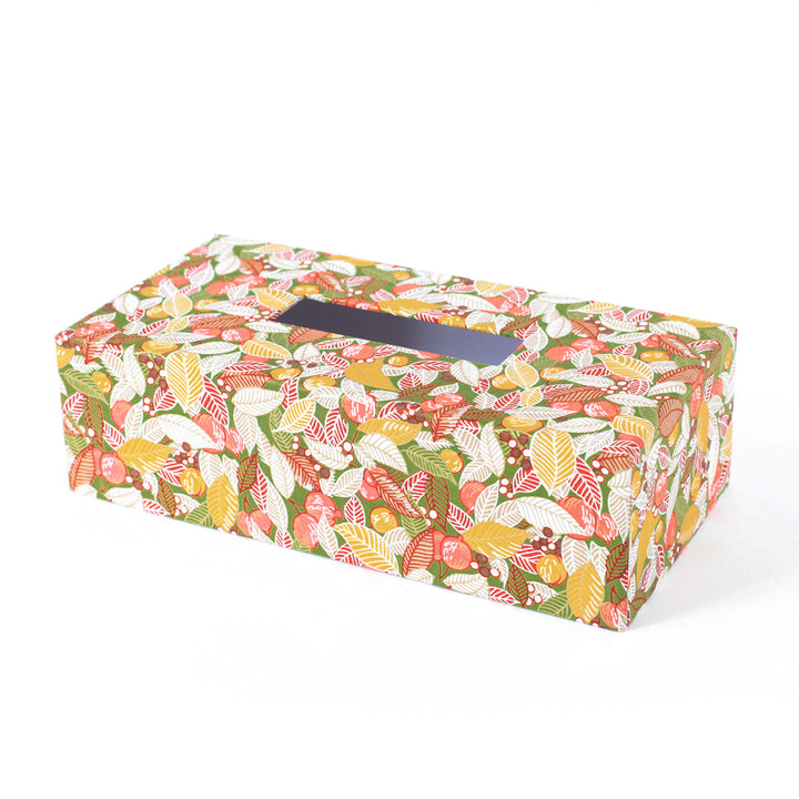 Papier Japonais - Feuilles, Baies et Fruits - Corail, Jaune et Vert - M830