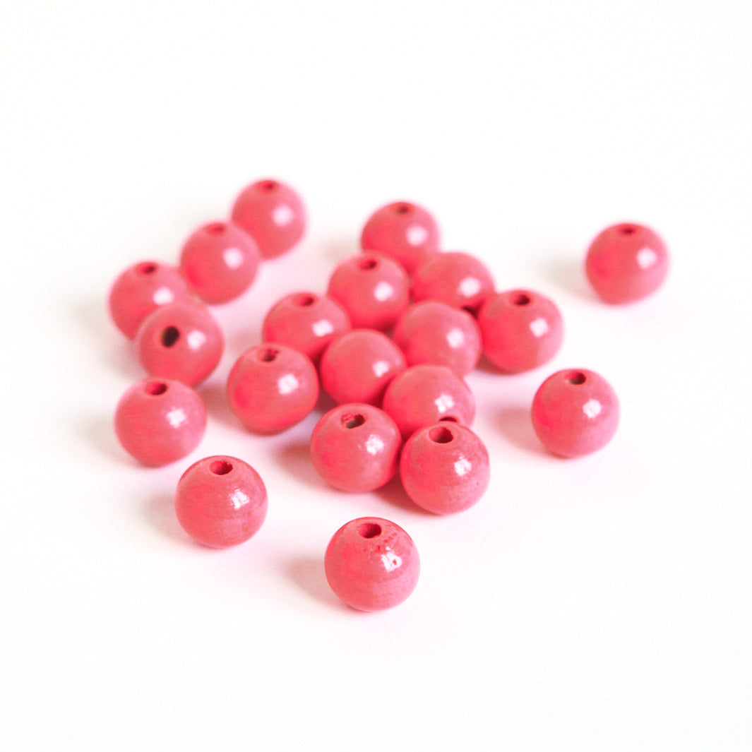 Lot de 20 perles en bois - Rose - 11mm