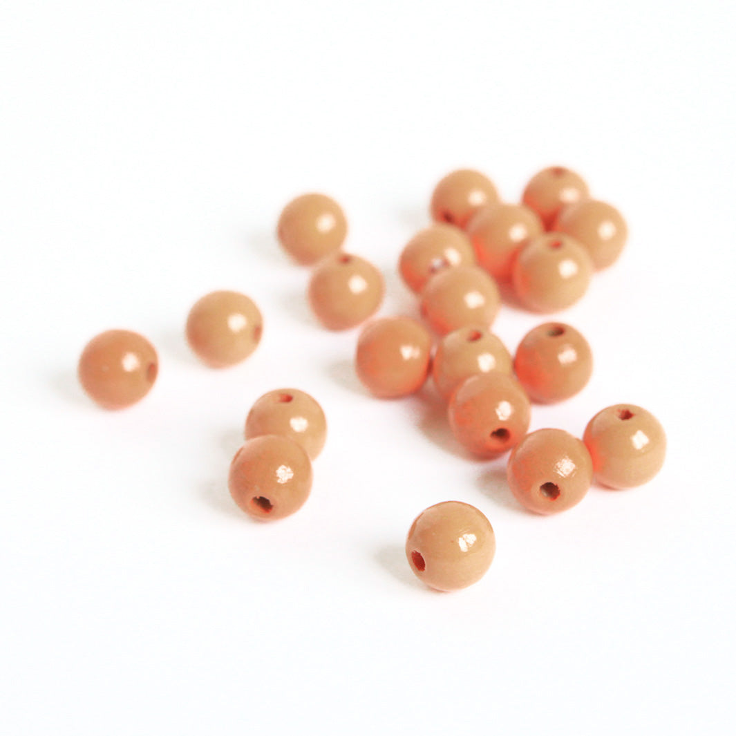 Lot de 20 perles en bois - Orange Clair - 10mm