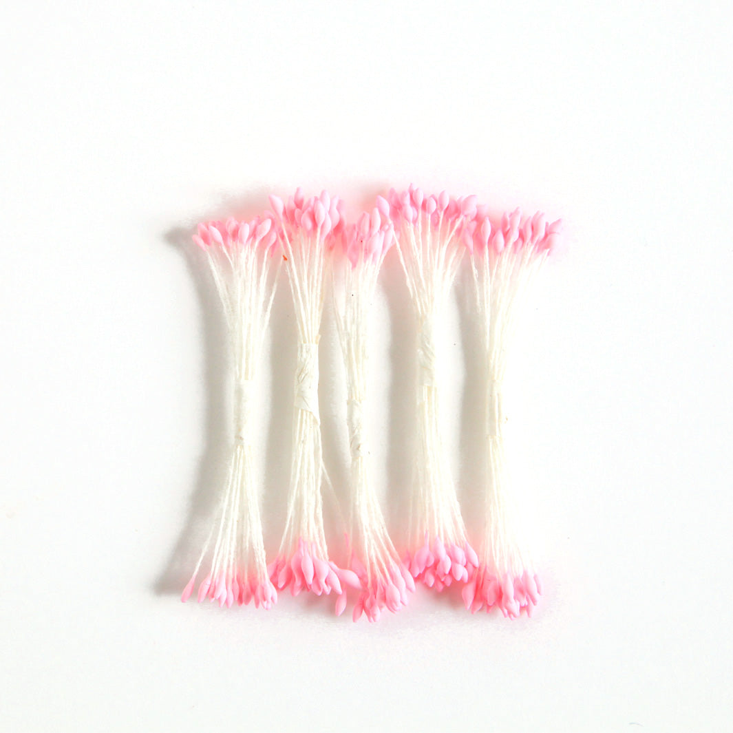 Lot de 5 fagots de pistils de fleurs - Blanc & Rose pâle - 474