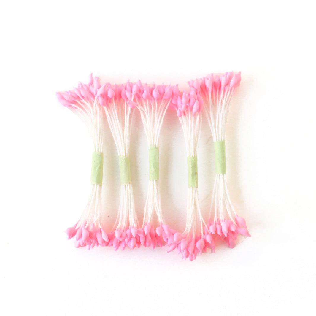 Lot de 5 fagots de pistils de fleurs - Blanc & Rose Clair - 603