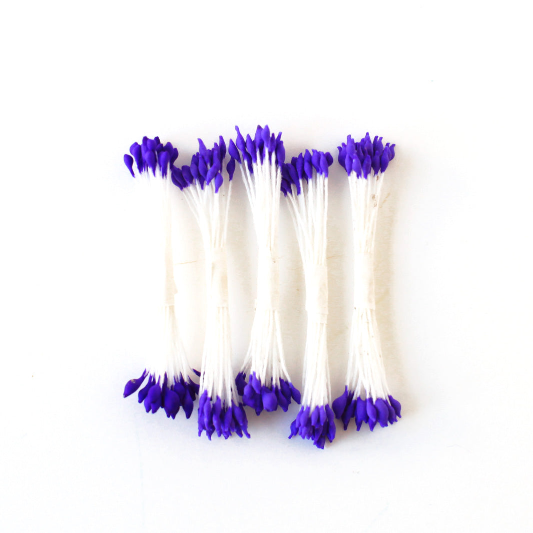 Lot de 5 fagots de pistils de fleurs - Blanc & Violet - 600