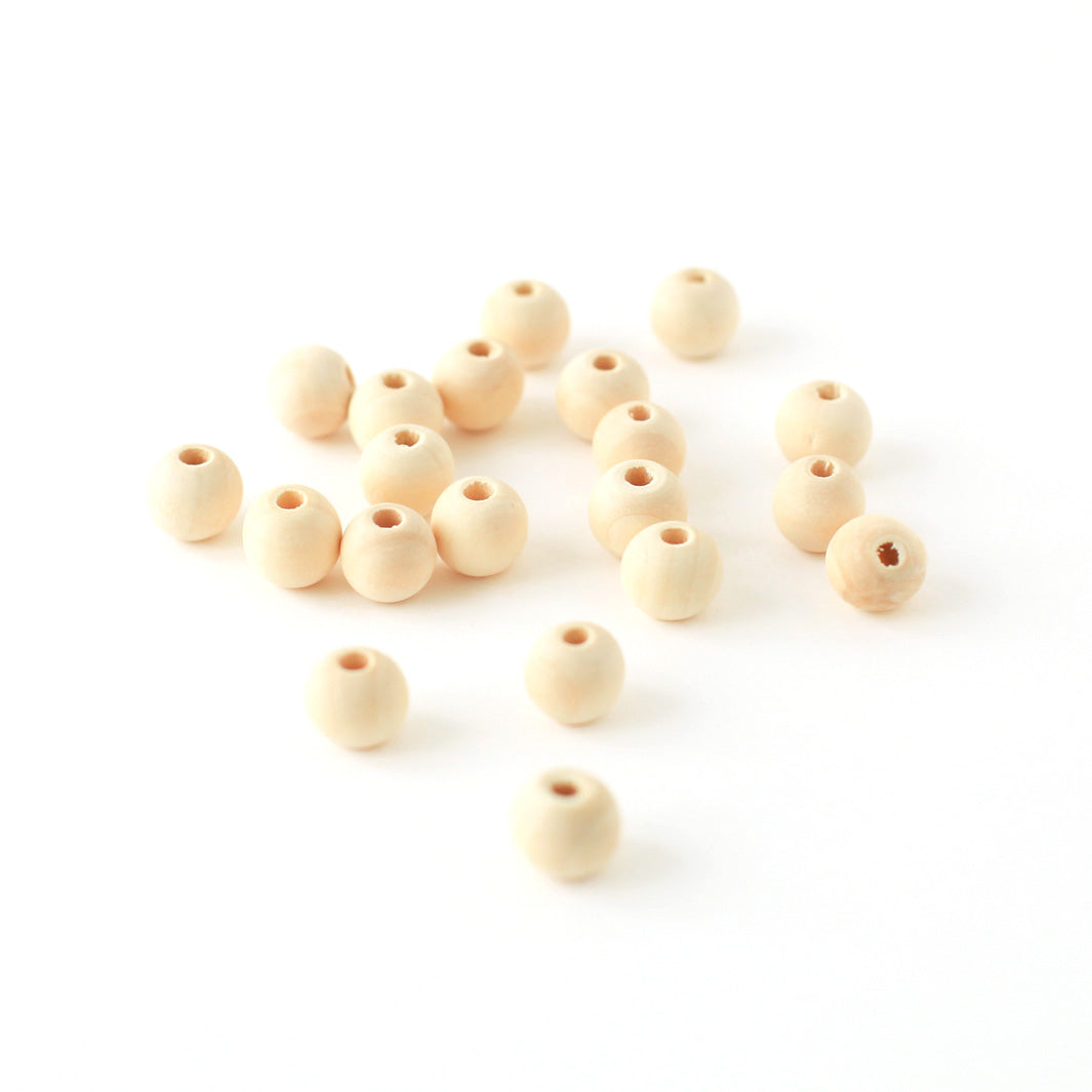 Set of 20 wooden beads - Natural - 10mm
