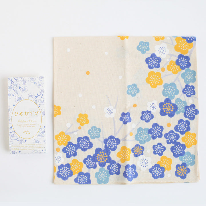 Furoshiki - Abricotiers Bleu et Jaune - Adeline Klam - 50x50cm