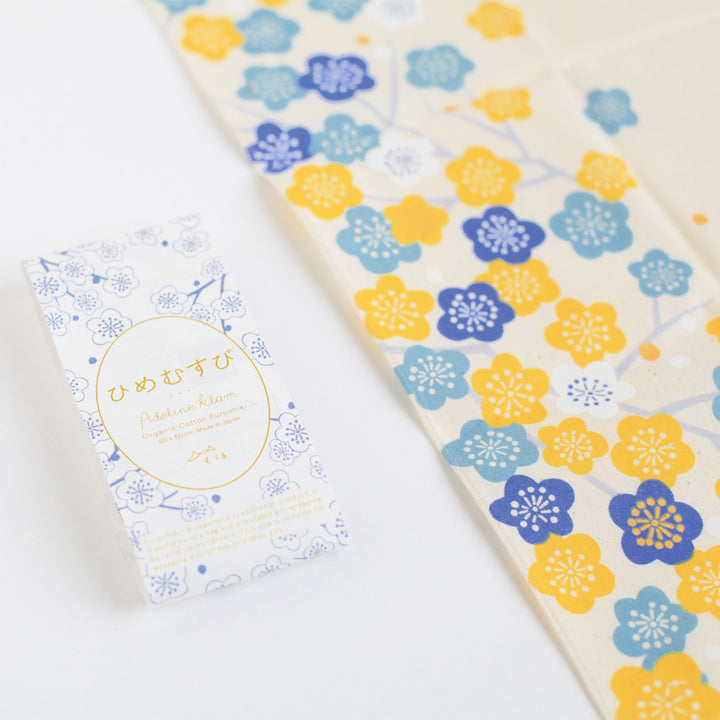 Furoshiki - Abricotiers Bleu et Jaune - Adeline Klam - 50x50cm