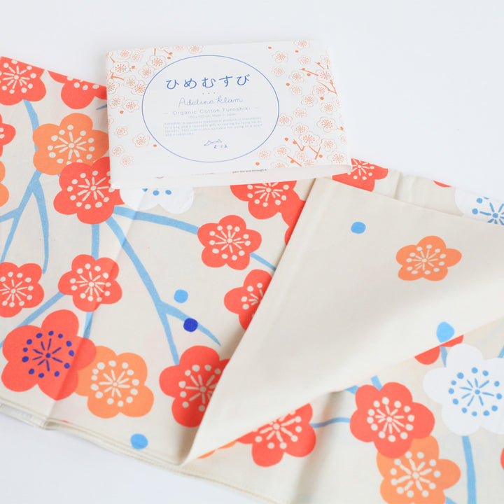 Furoshiki - Abricotiers Corail et Bleu - Adeline Klam - 100x100cm