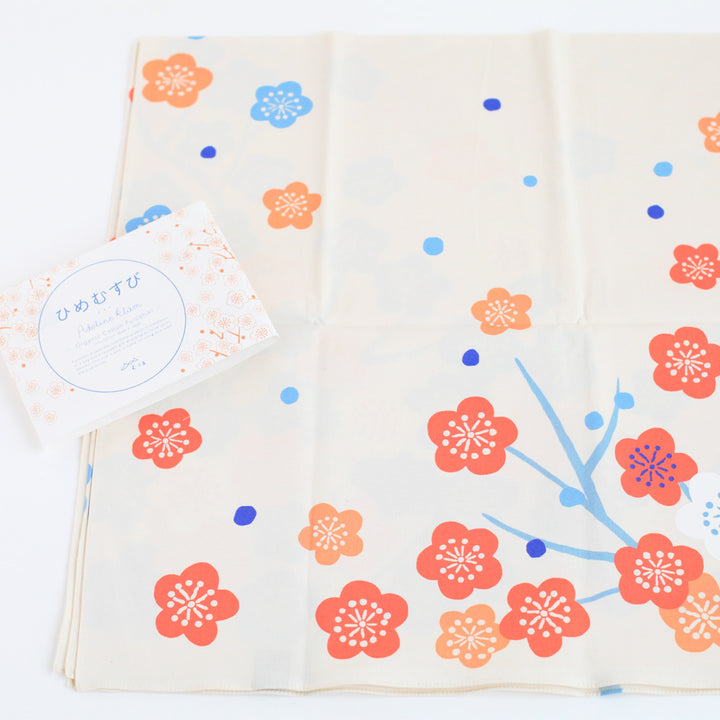 Furoshiki - Abricotiers Corail et Bleu - Adeline Klam - 100x100cm