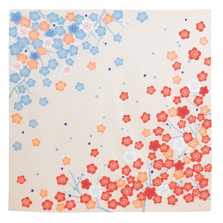 Furoshiki - Abricotiers Corail et Bleu - Adeline Klam - 100x100cm