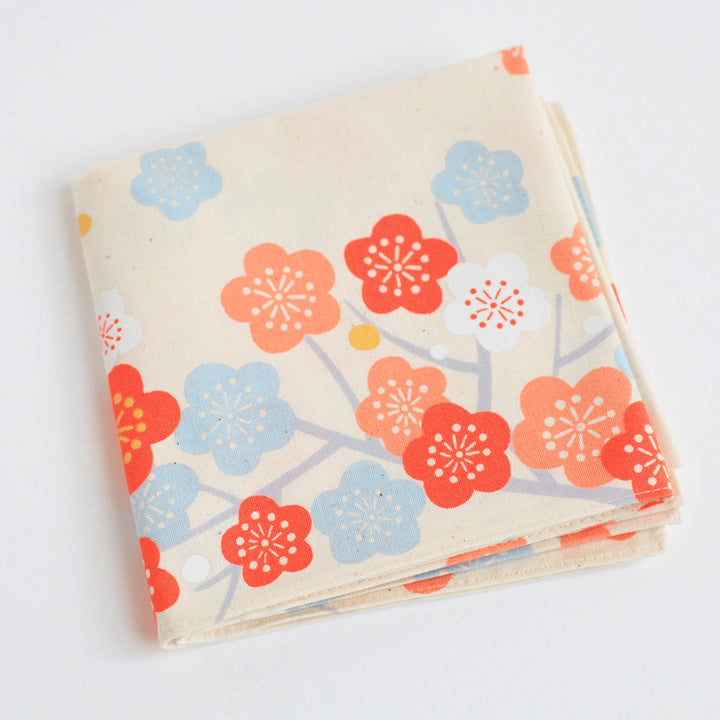 Furoshiki - Abricotiers Corail et Bleu - Adeline Klam - 100x100cm