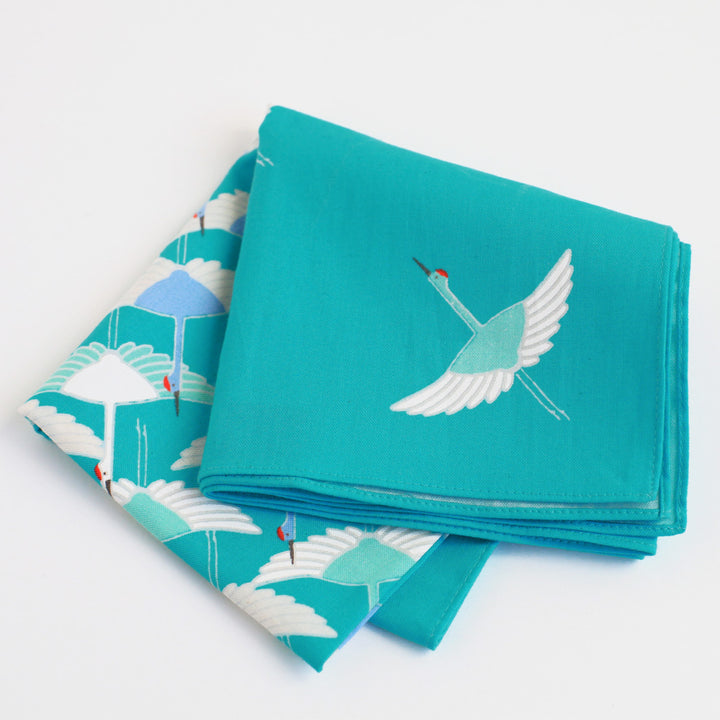 Furoshiki - Grues, Fond Bleu - Adeline Klam - 50x50cm