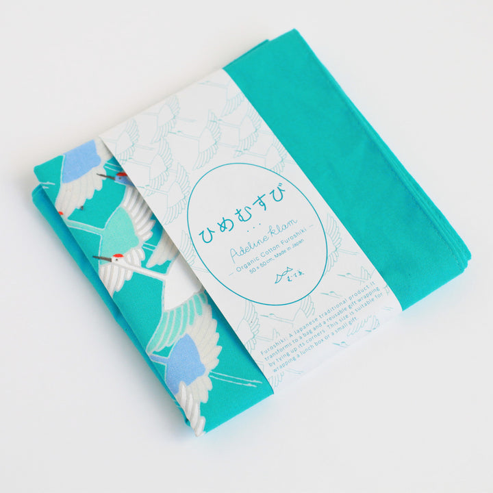 Furoshiki - Grues, Fond Bleu - Adeline Klam - 50x50cm