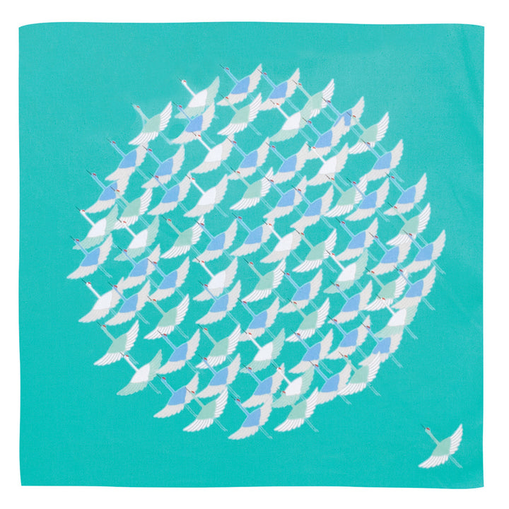 Furoshiki - Grues, Fond Bleu - Adeline Klam - 50x50cm