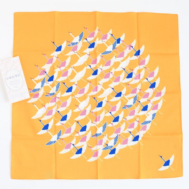 Furoshiki - Grues, Fond Jaune - Adeline Klam - 50x50cm