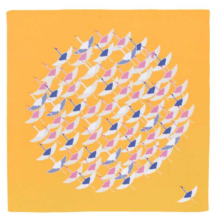 Furoshiki - Grues, Fond Jaune - Adeline Klam - 50x50cm