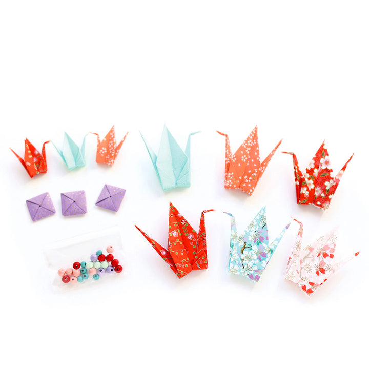 Kit Mobile de Grues - Rouge Orangé, Corail, Vert d'Eau, Rose et Mauve - Sorbet