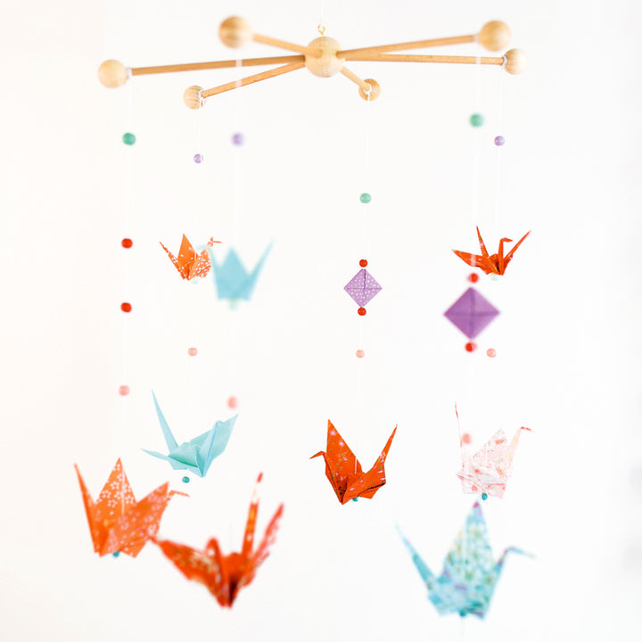 Kit Mobile de Grues - Rouge Orangé, Corail, Vert d'Eau, Rose et Mauve - Sorbet