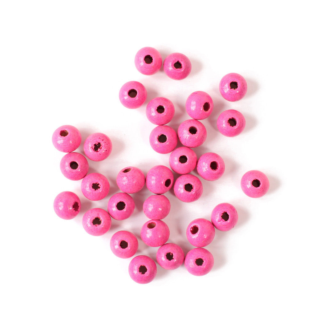 Lot de 30 perles en bois - Rose - 8mm