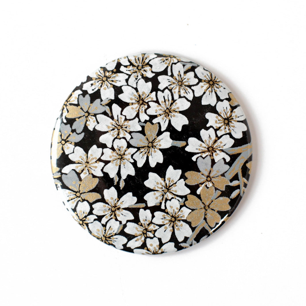Papier Japonais - Fleurs de Cerisier - Noir, Blanc et Argent - M616