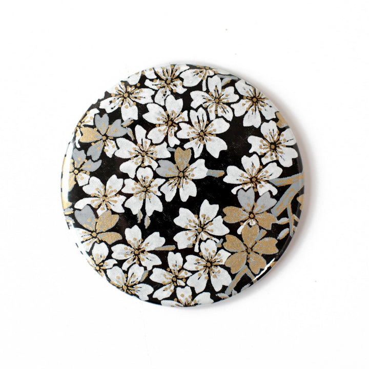 Papier Japonais - Fleurs de Cerisier - Noir, Blanc et Argent - M616
