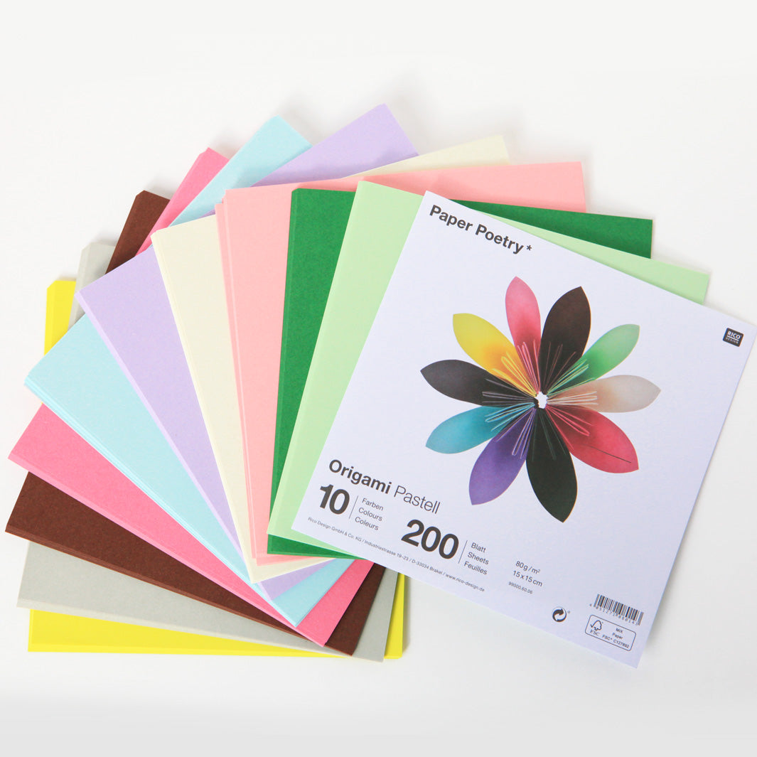 200 Papiers Origami Couleur Pastel 15x15 cm – Adeline Klam