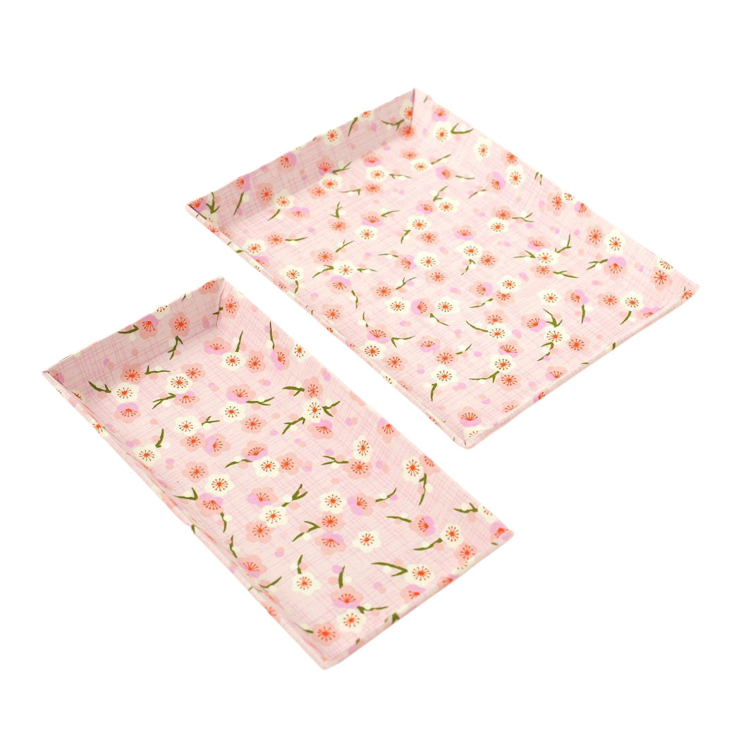 Small & Large storage compartment - Retro plum blossoms - Pale Pink - M797