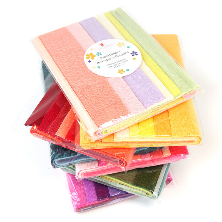 Lot de 8 Papiers Crépon - Vert - 25 x 60cm - 144g-m2