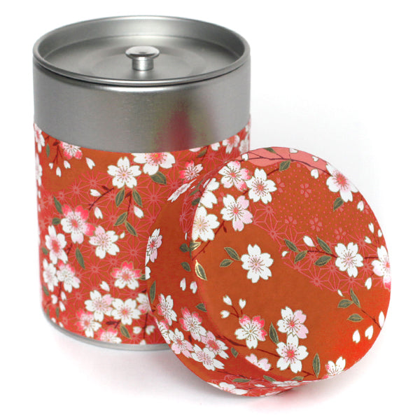 Papier Japonais - Fleurs de Cerisier et Motifs Variés - Rouge Orangé - M385