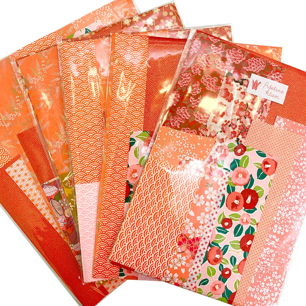 Pochette Surprise - Chutes de Papiers Japonais - Rouge, Orange