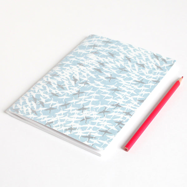Carnet de notes - Envolée de grue fond bleu gris - M584
