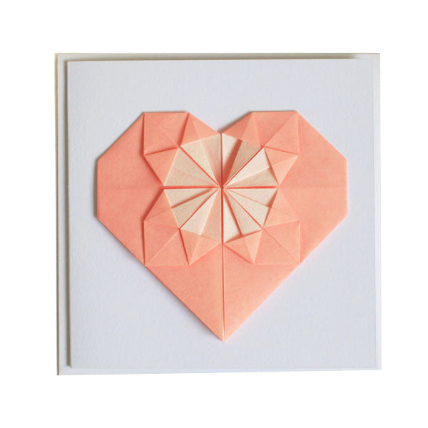 Carte coeur en origami / Rose clair