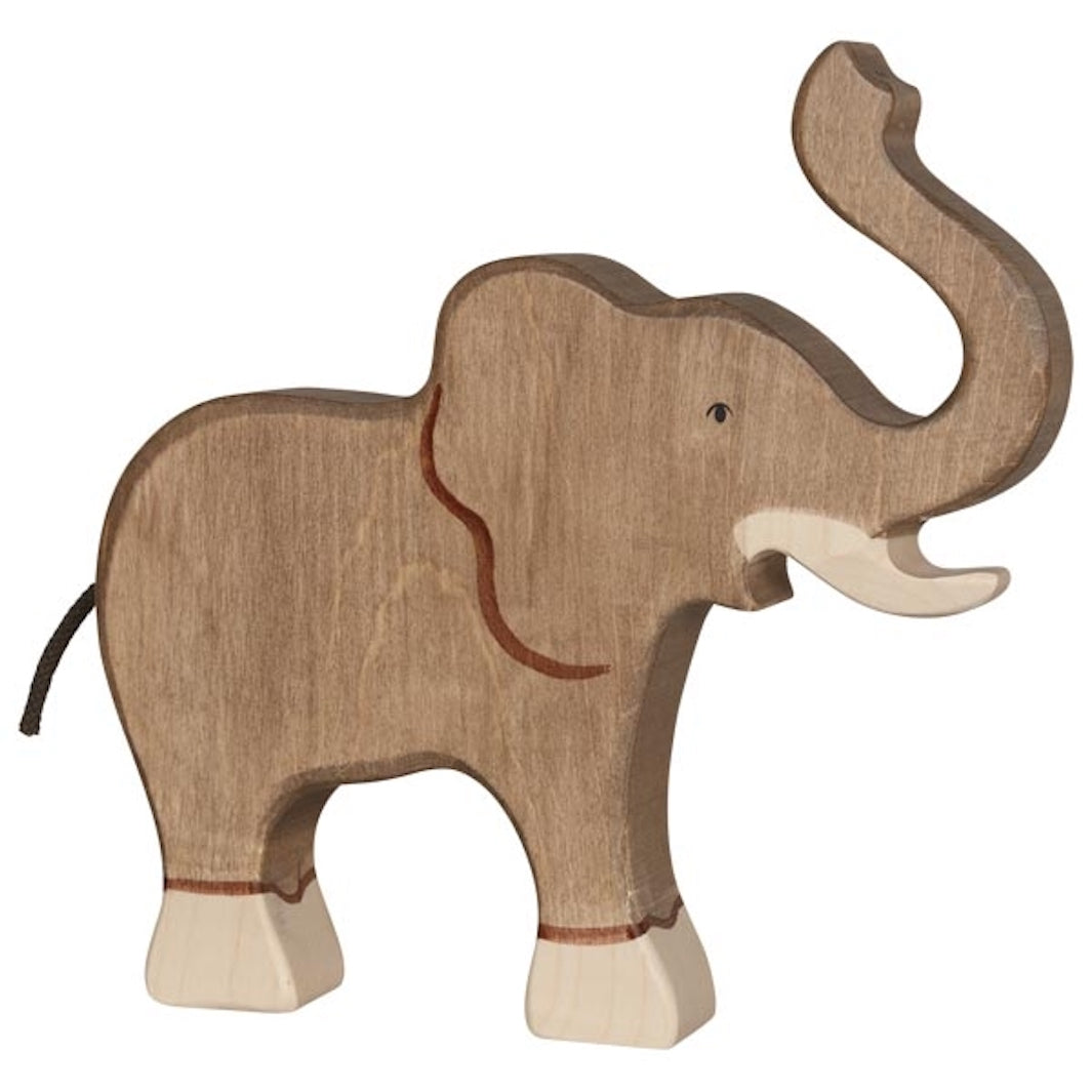 Éléphant en bois - Trompe en haut - Holztiger
