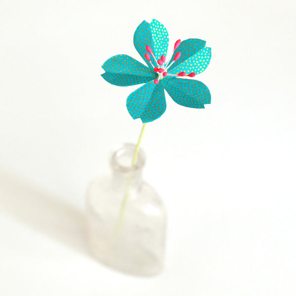 Papier Japonais - Samekomon - Turquoise et Or - M582-Papier japonais-AdelineKlam