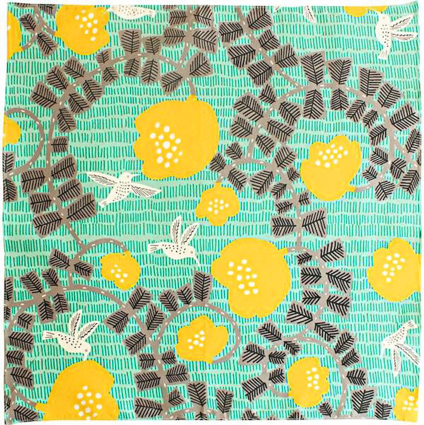 Furoshiki Colibri, Jaune et Vert d'eau - Kata Kata - 45x45cm