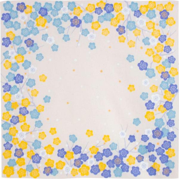 Furoshiki - Abricotiers Bleu et Jaune - Adeline Klam - 50x50cm