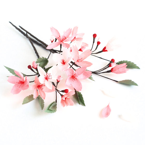 Kit 3 Branches de Fleurs de Cerisier en Crépon – Adeline Klam