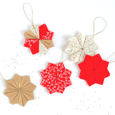 Kit Etoiles de Noël en origami - Rouge Or