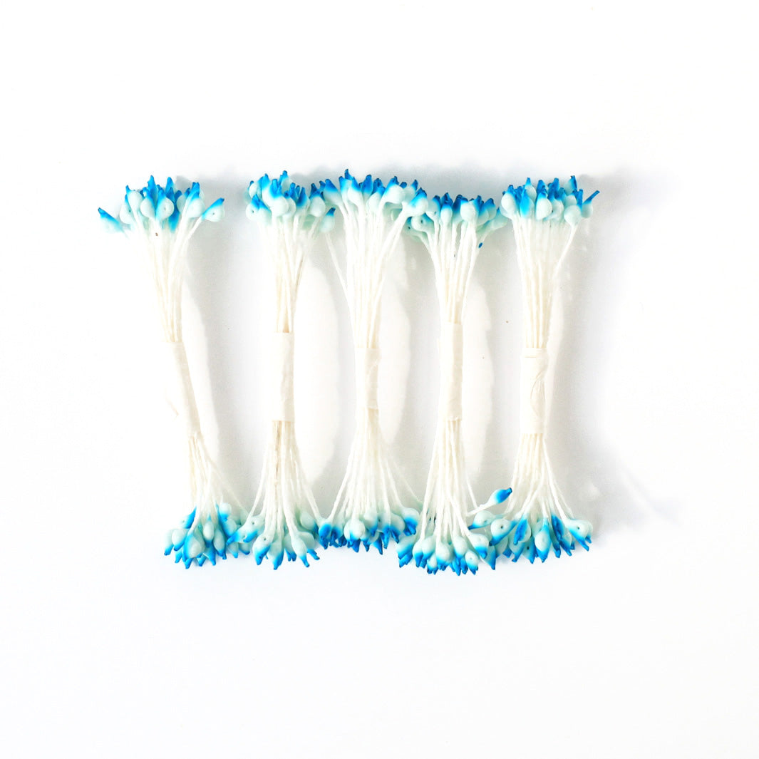 Lot de 5 fagots de pistils de fleurs - Blanc & Pointes Bleues - 170