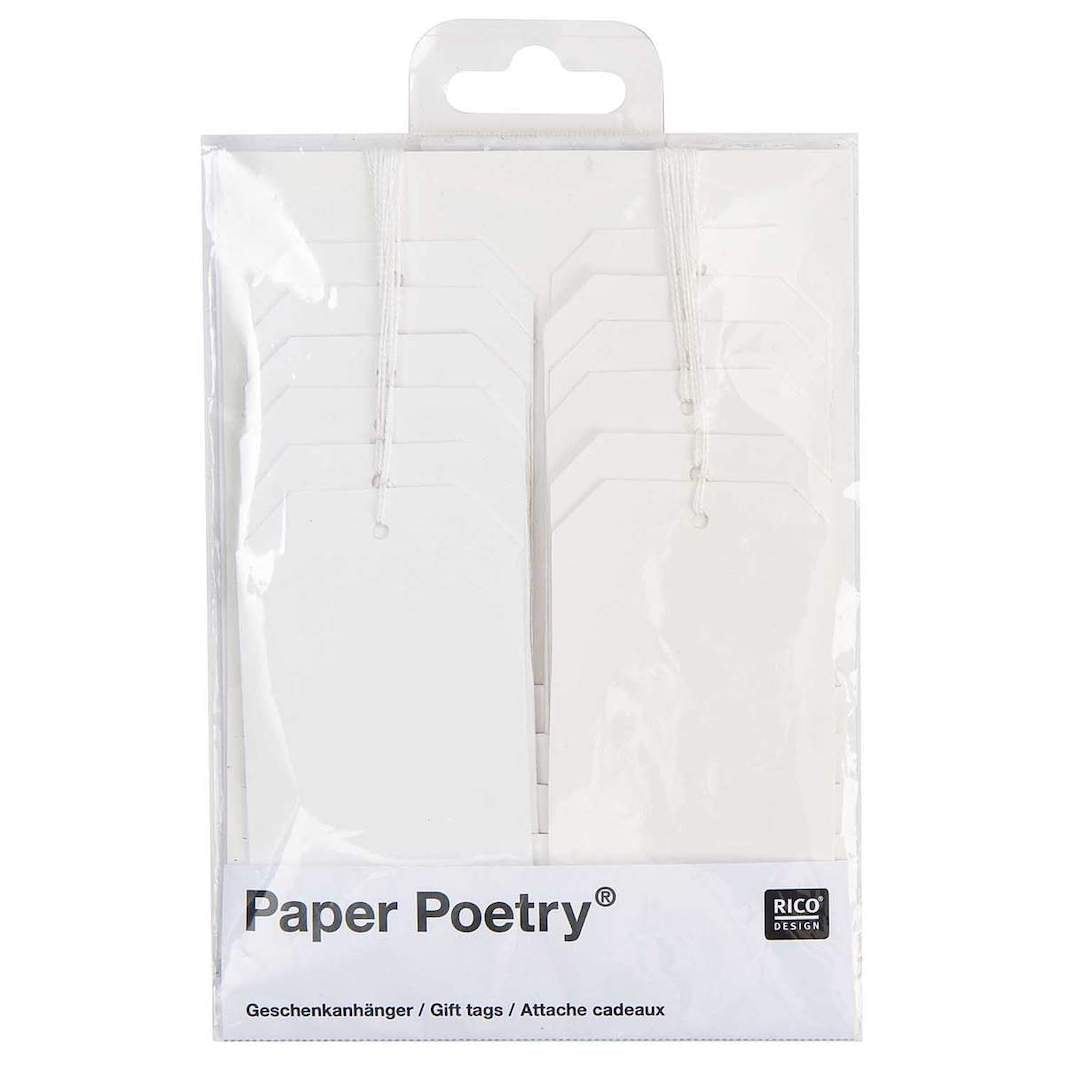 Lot de 12 Étiquettes Cadeaux - Blanc et Beige
