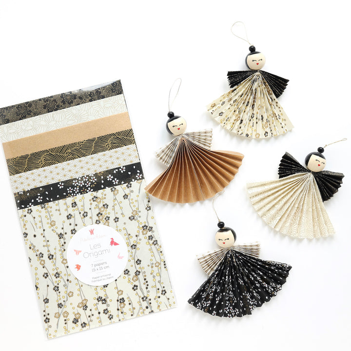 Lot de Fil et Perles - Poupées Kokeshi - Noir