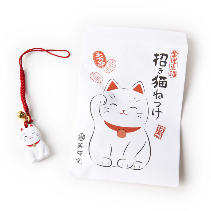 Grigri à suspendre - Maneki Neko Plat - Blanc